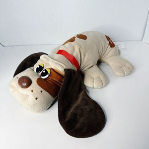 POUND PUPPY WITH COLLAR & NAME TAG TAN WITH BROWN SPOTS DARK BROWN EARS ADORABLE